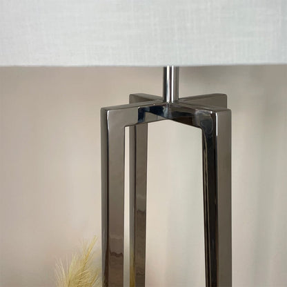 Madison Chrome Floor Lamp with White Linen Shade