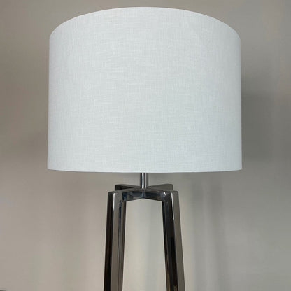 Madison Chrome Floor Lamp with White Linen Shade