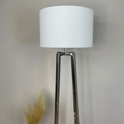 Madison Chrome Floor Lamp with White Linen Shade