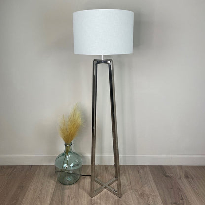 Madison Chrome Floor Lamp with White Linen Shade