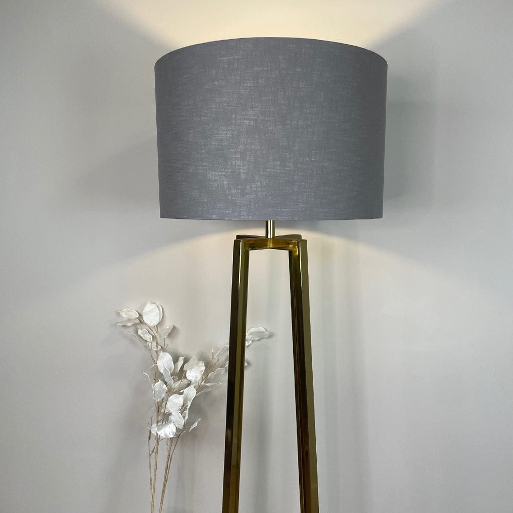 Madison Gold Floor Lamp with Grey Linen Shade