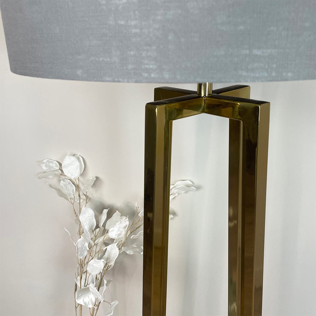 Madison Gold Floor Lamp with Grey Linen Shade
