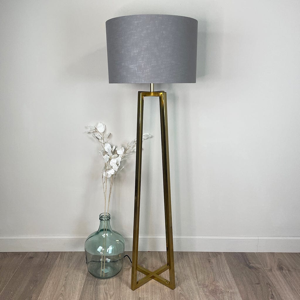 Madison Gold Floor Lamp with Grey Linen Shade