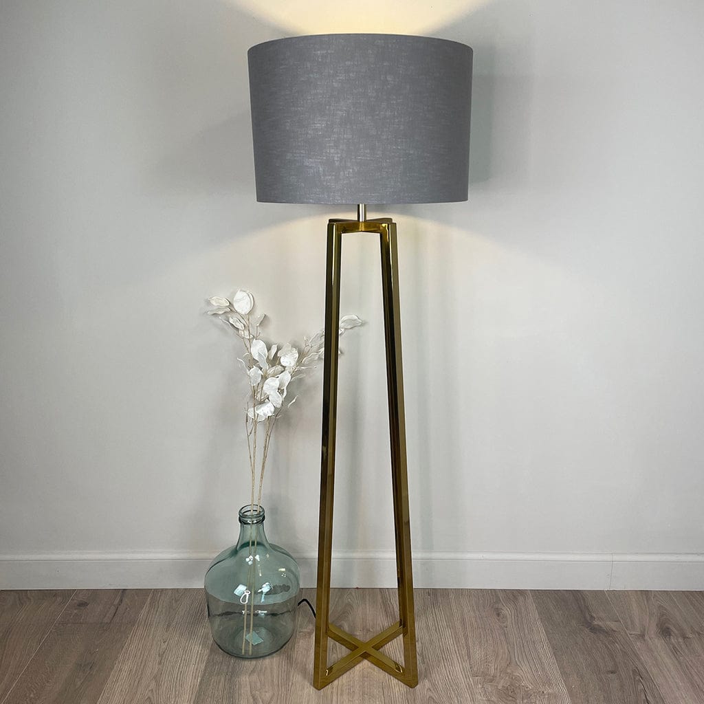 Madison Gold Floor Lamp with Grey Linen Shade