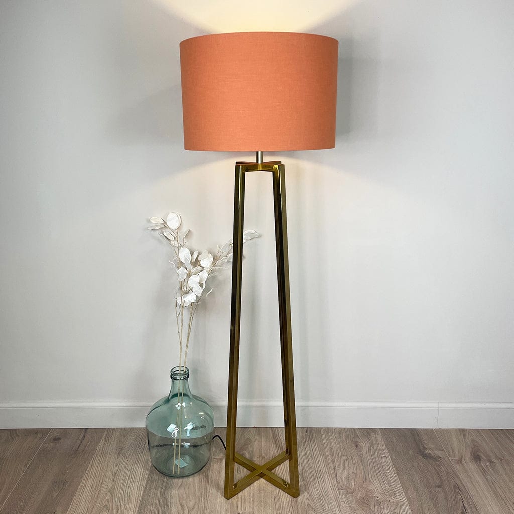 Madison Gold Floor Lamp with Tobacco Orange Linen Shade