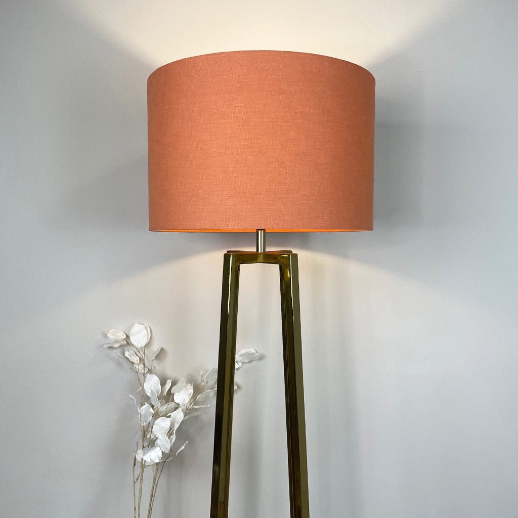 Madison Gold Floor Lamp with Tobacco Orange Linen Shade