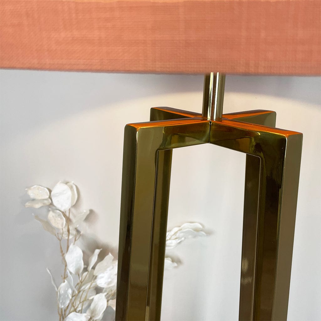 Madison Gold Floor Lamp with Tobacco Orange Linen Shade