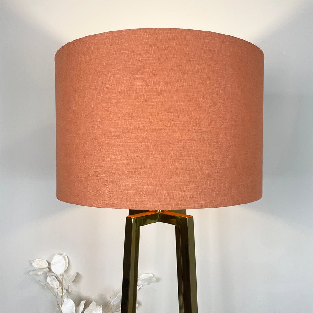 Madison Gold Floor Lamp with Tobacco Orange Linen Shade