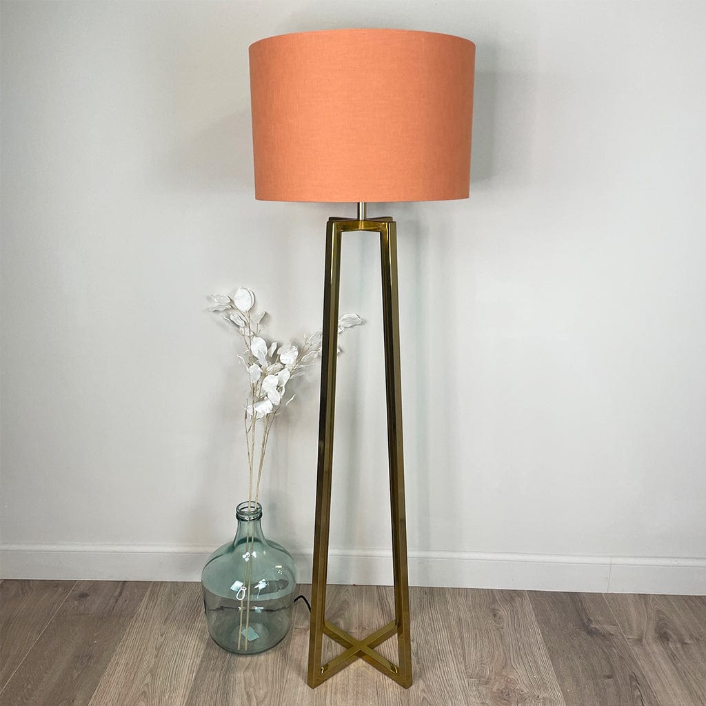 Madison Gold Floor Lamp with Tobacco Orange Linen Shade