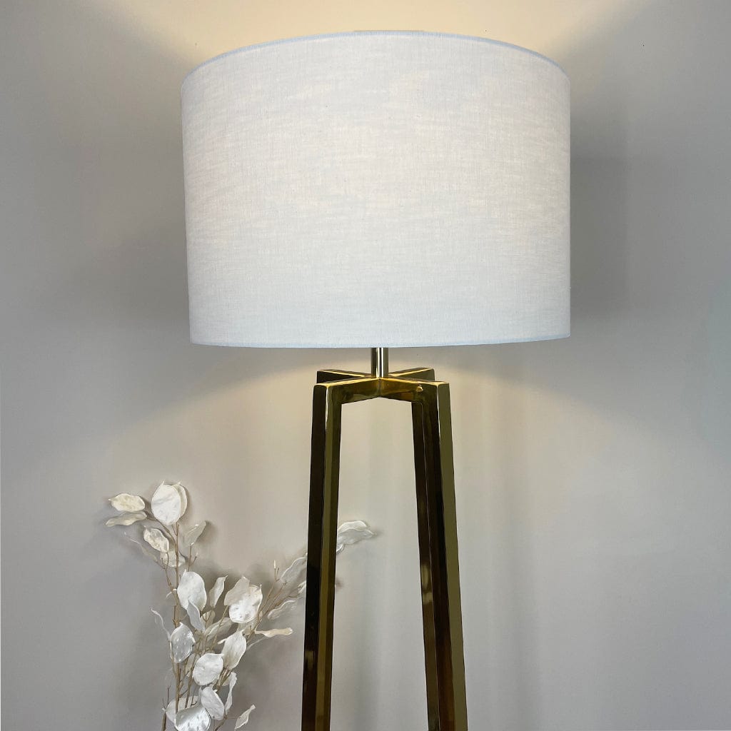 Madison Gold Floor Lamp with White Linen Shade