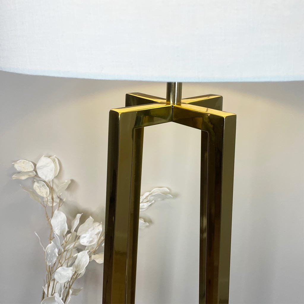 Madison Gold Floor Lamp with White Linen Shade