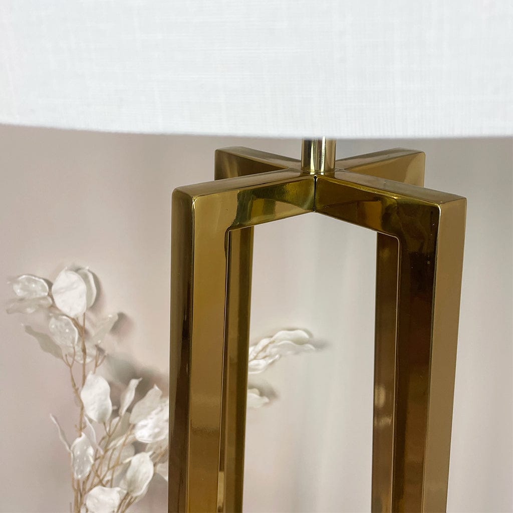 Madison Gold Floor Lamp with White Linen Shade