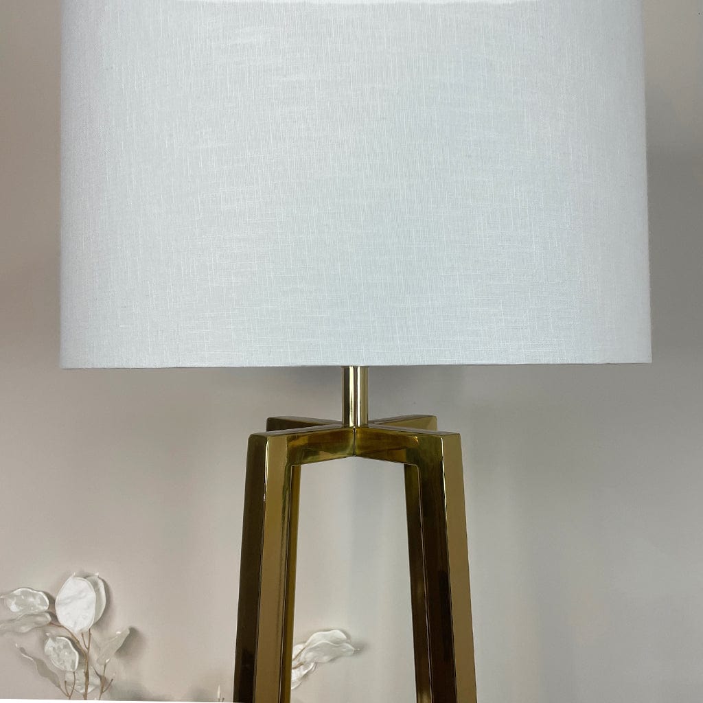Madison Gold Floor Lamp with White Linen Shade