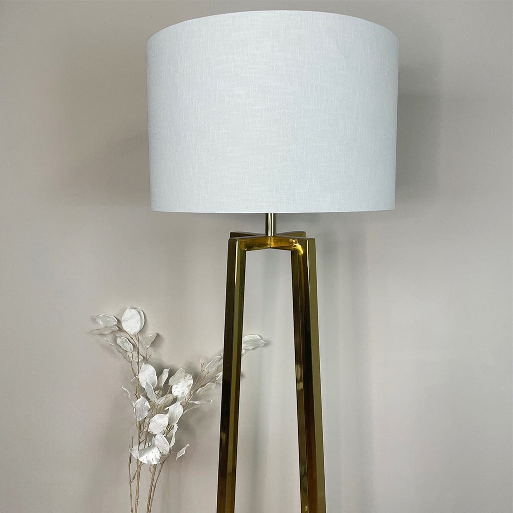 Madison Gold Floor Lamp with White Linen Shade