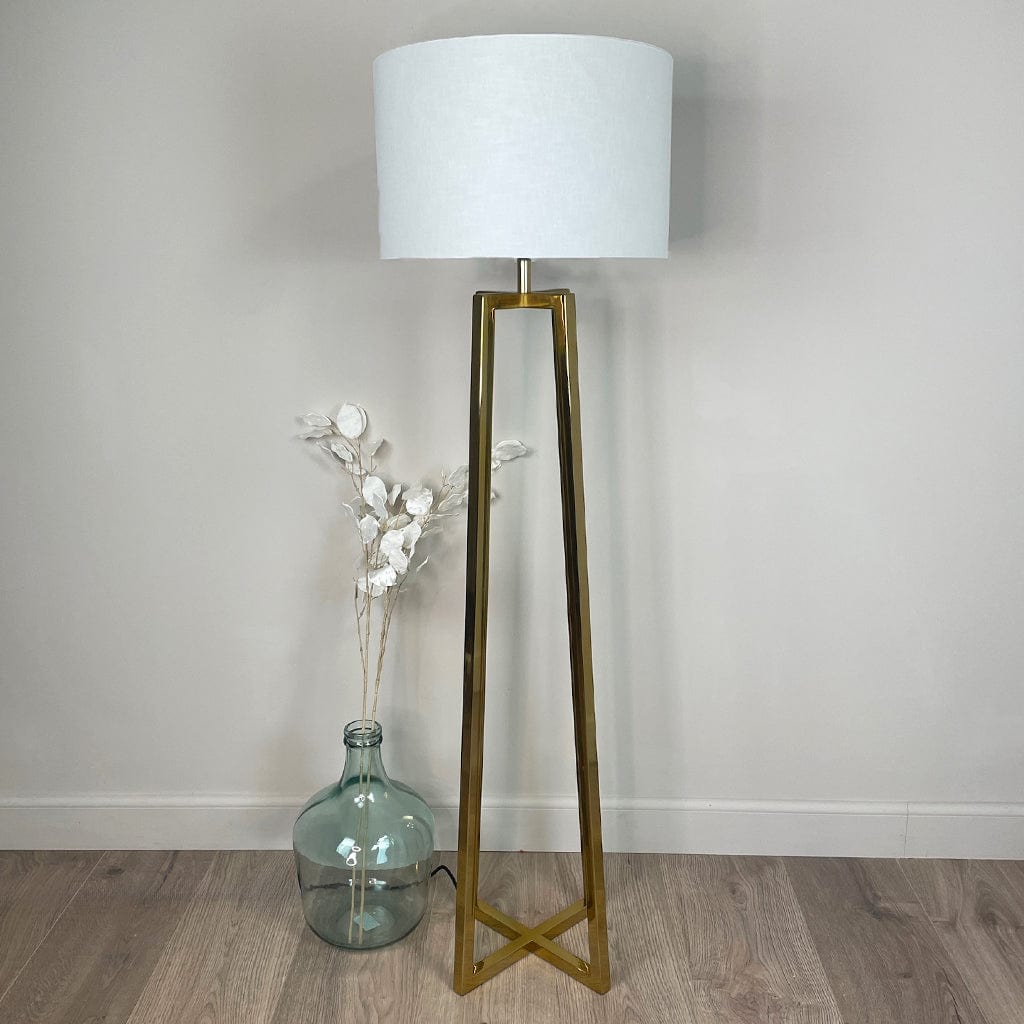 Madison Gold Floor Lamp with White Linen Shade