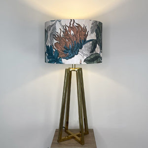 Madison Lacquered Brass Table Lamp with Timorous Beasties Epic Botanic Lampshade