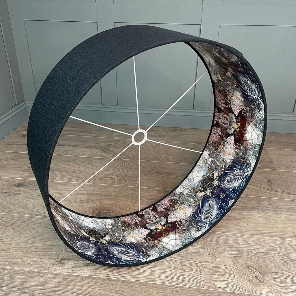 Mairi Helena Bronze Flush Thistle Wallpaper Lined Pendant Shade with Saxon Black Outer