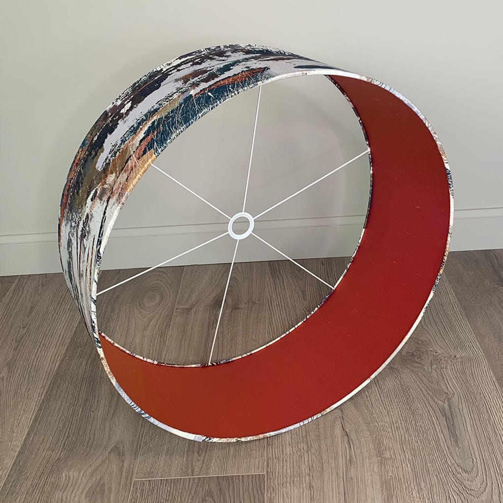 Mairi Helena Mirrored Storm Linen Light Pendant Shade with Satsuma Silk Lining