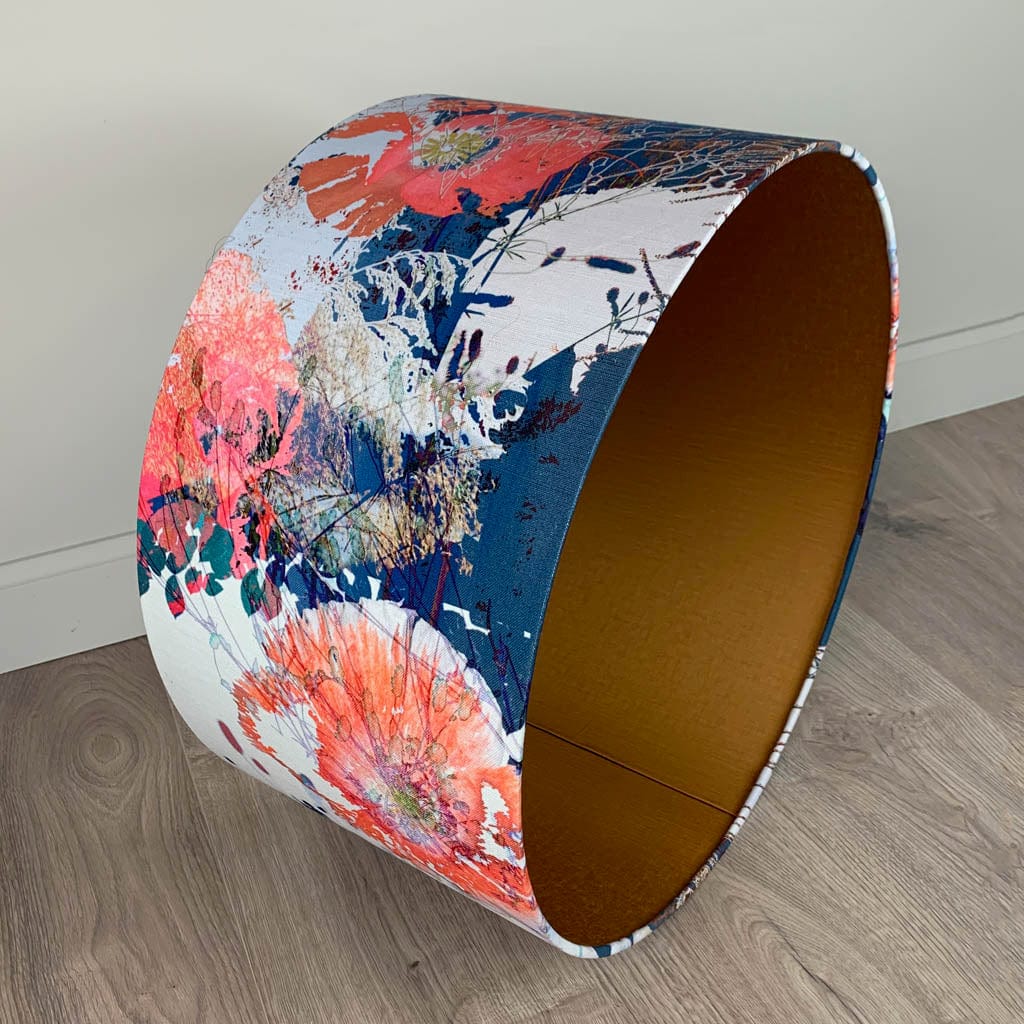 Mairi Helena Poppy Cloud Linen Pendant Shade with Carnaby Bronze Lining