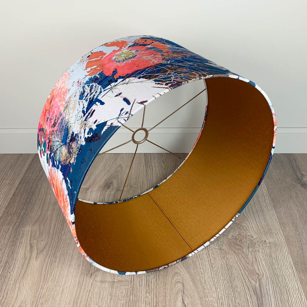 Mairi Helena Poppy Cloud Linen Pendant Shade with Carnaby Bronze Lining