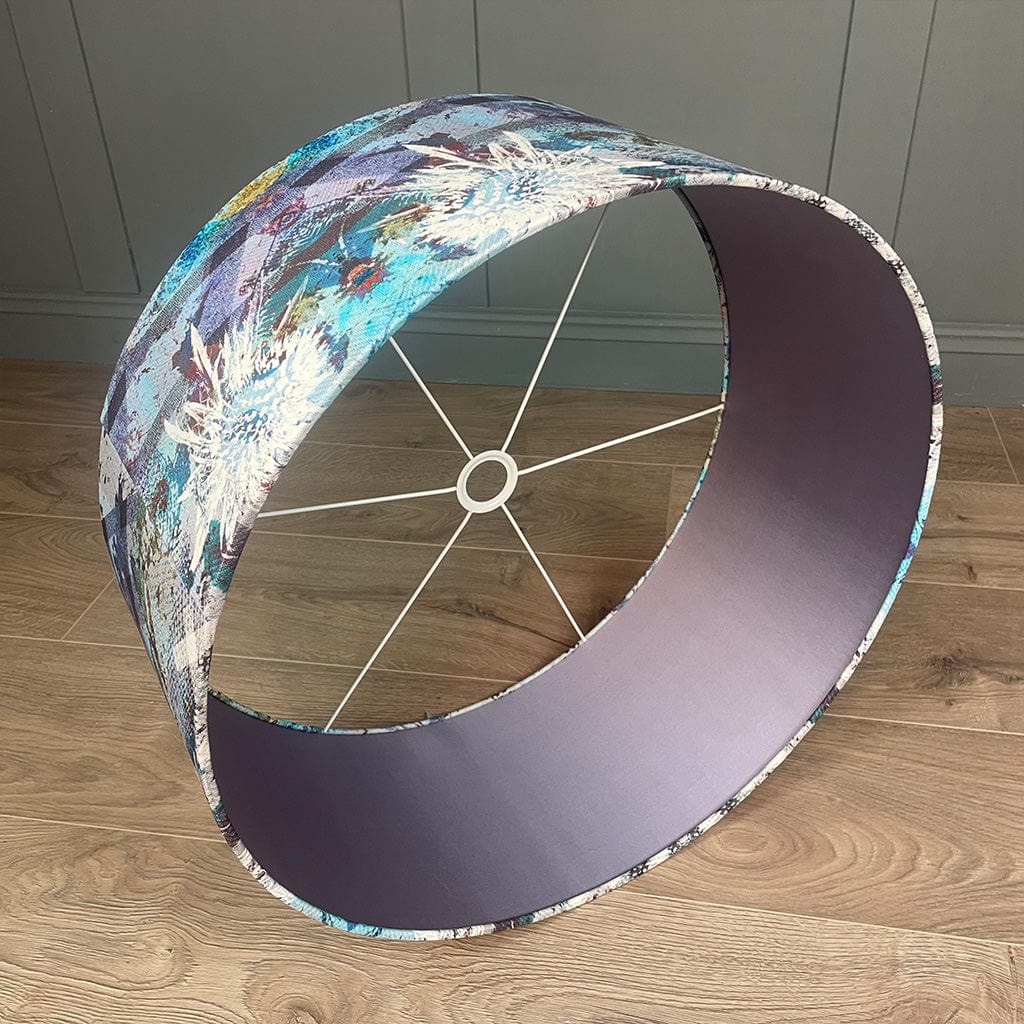 Mairi Helena Scottish Flora Emerald Thistle Pendant Shade with Satin Lavender Grey Lining