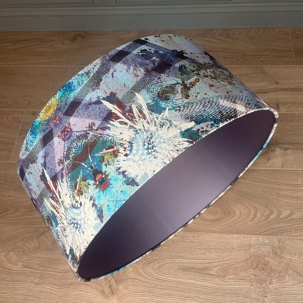 Mairi Helena Scottish Flora Emerald Thistle Pendant Shade with Satin Lavender Grey Lining