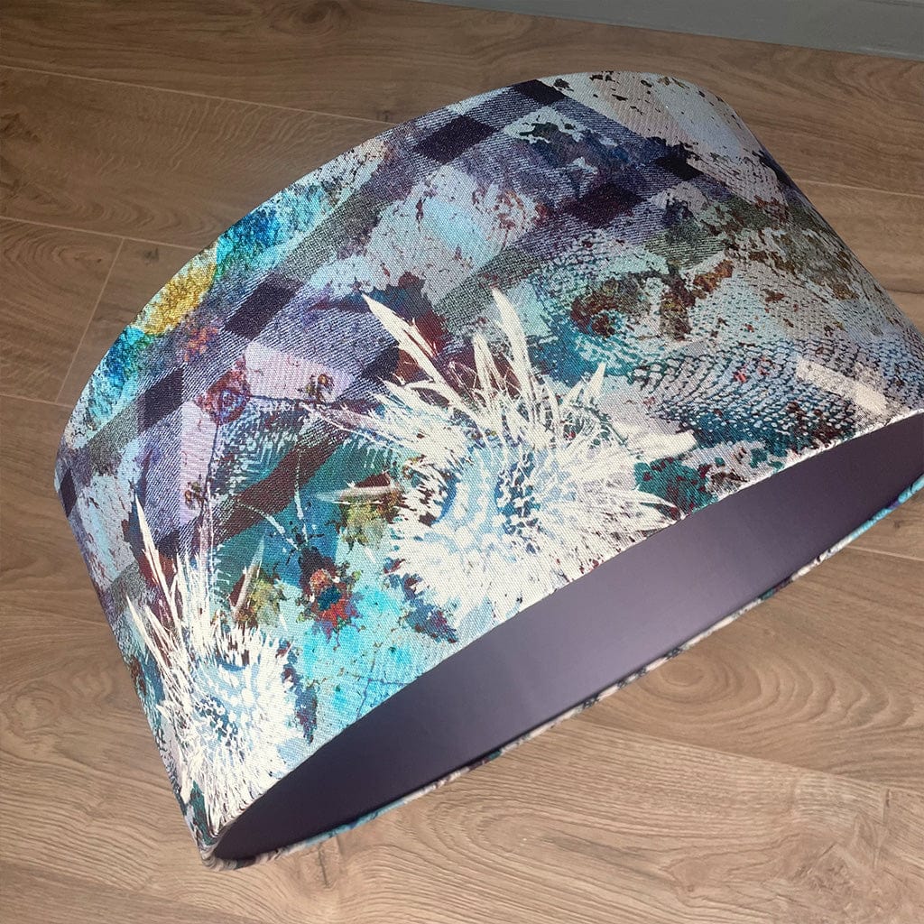 Mairi Helena Scottish Flora Emerald Thistle Pendant Shade with Satin Lavender Grey Lining