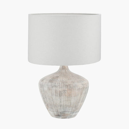 Manaia White Wash Textured Wood Table Lamp