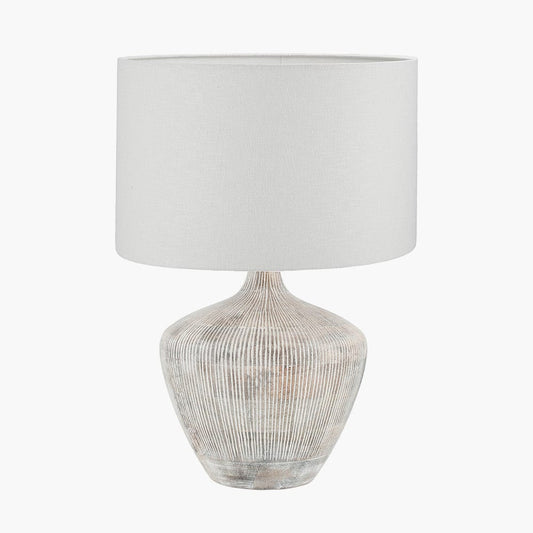 Manaia White Wash Textured Wood Table Lamp
