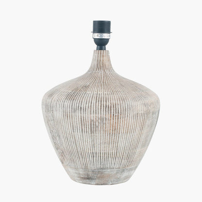 Manaia White Wash Textured Wood Table Lamp