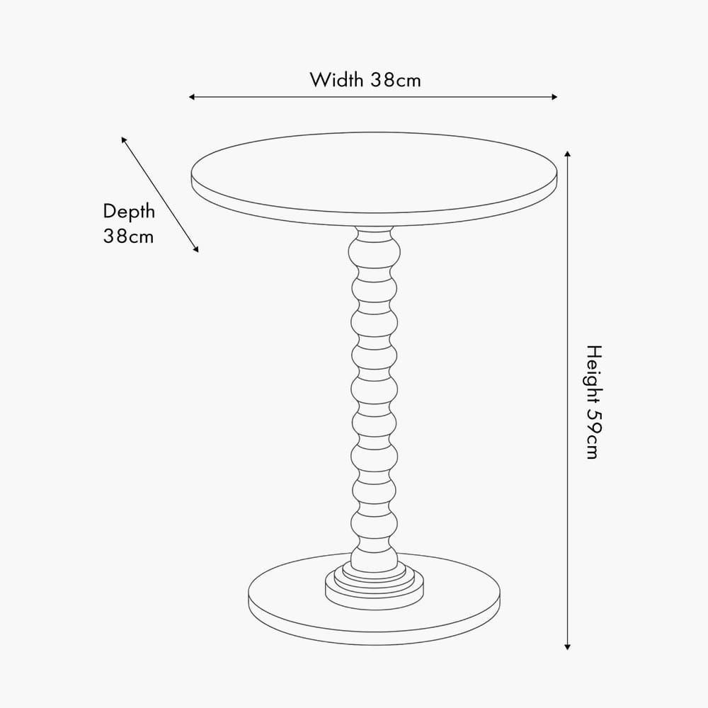 Measurement chart of a round table with dimensions labeled