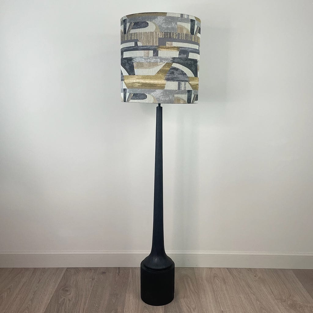 Marin Black Wood Floor Lamp with Berlin Ochre Shade
