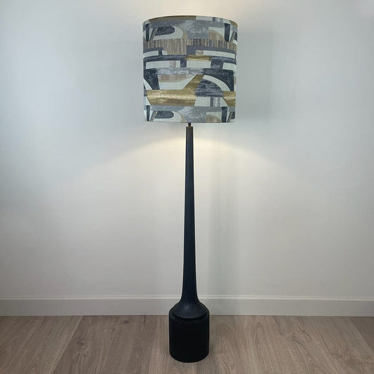 Marin Black Wood Floor Lamp with Berlin Ochre Shade