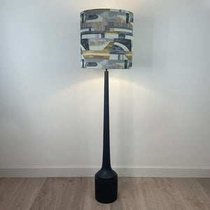 Marin Black Wood Floor Lamp with Berlin Ochre Lamp Shade
