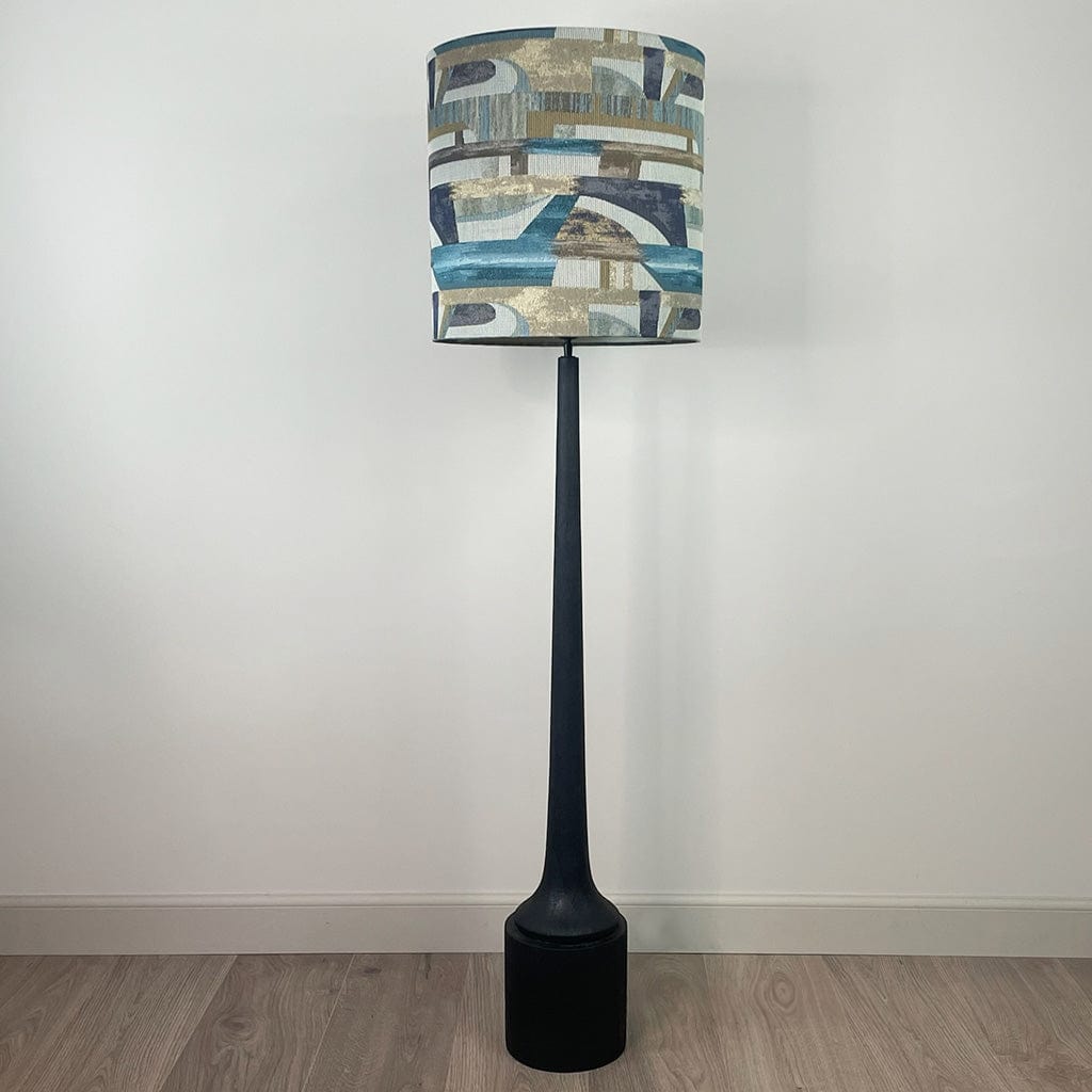 Marin Black Wood Floor Lamp with Berlin Teal Shade