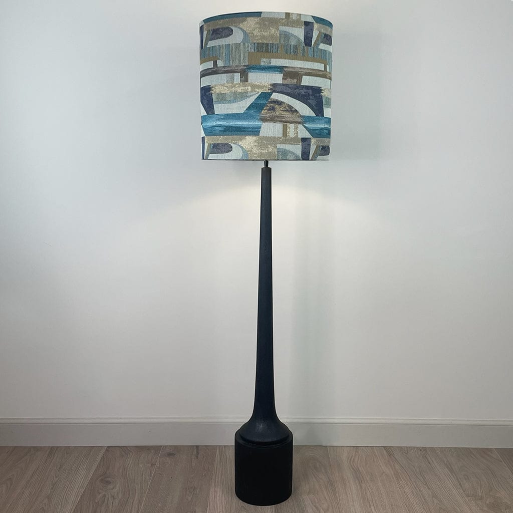Marin Black Wood Floor Lamp with Berlin Teal Shade