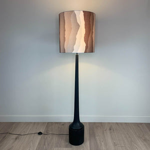 Marin Black Wood Tall Neck Floor Lamp with Andes Clay Lampshade