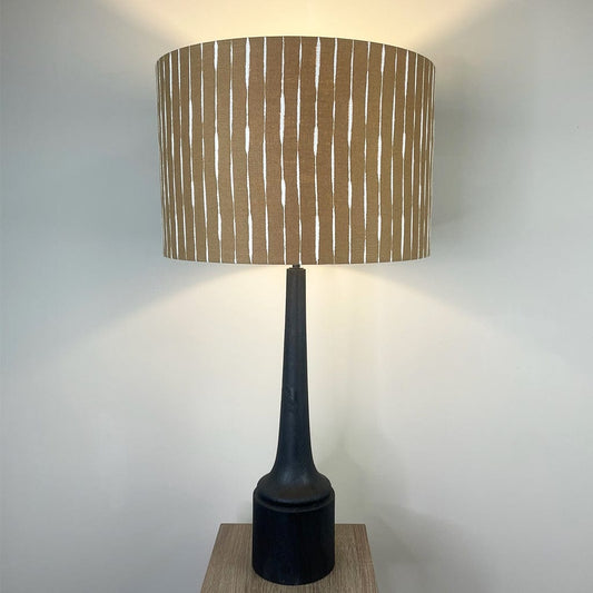 Marin Black Wood Tall Neck Table Lamp with Luis Desert Shade