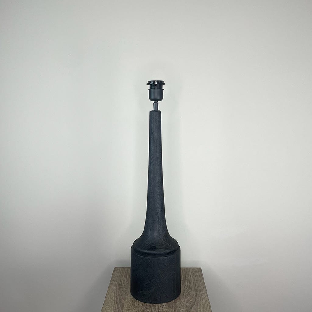 Marin Black Wood Tall Neck Table Lamp with Luis Desert Shade