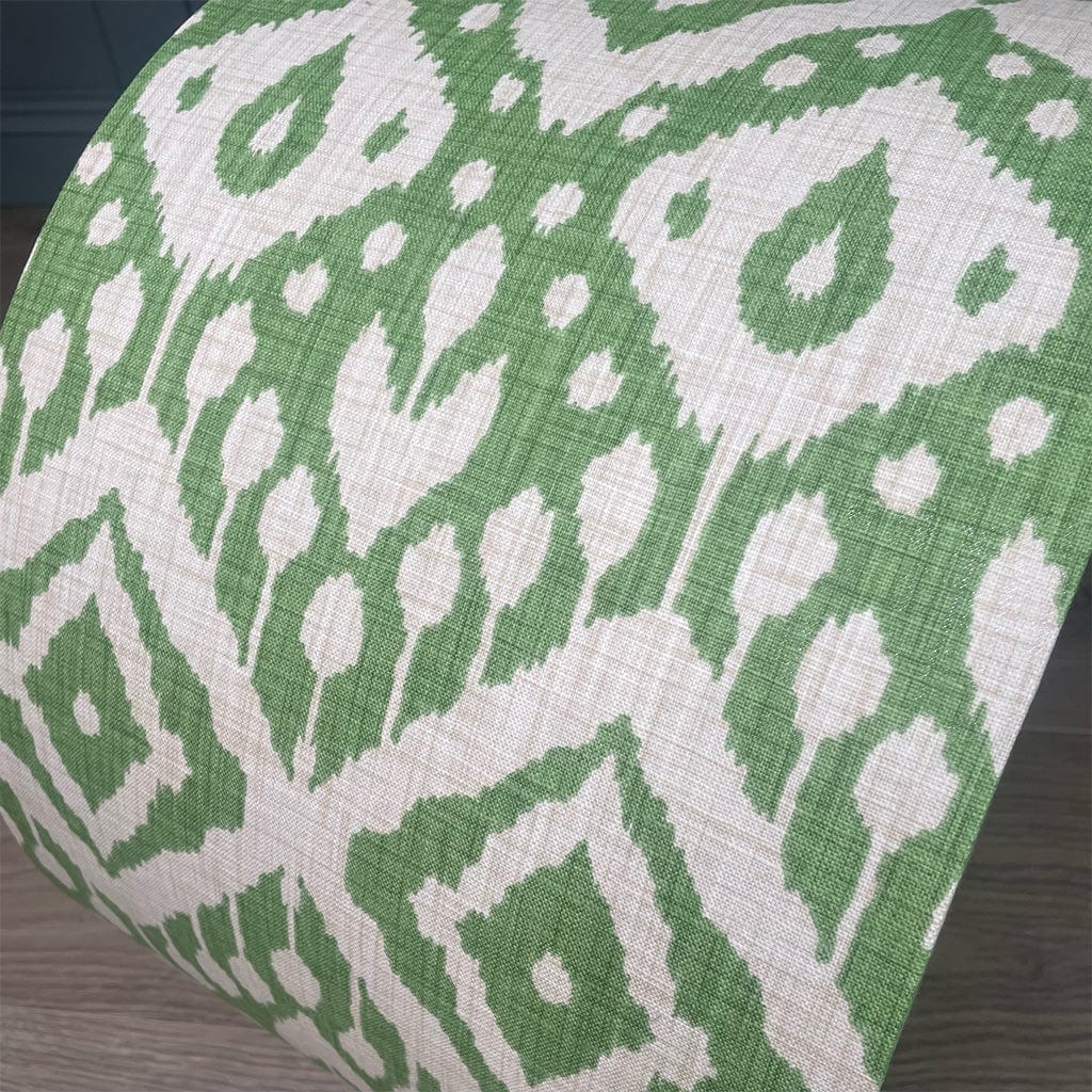 Marrakech Emerald Ikat Fabric Drum Shade with Champagne Lining