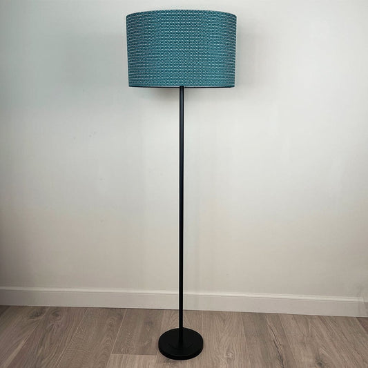 Matt Black Belford Floor Lamp with Choice of Patterned Shade