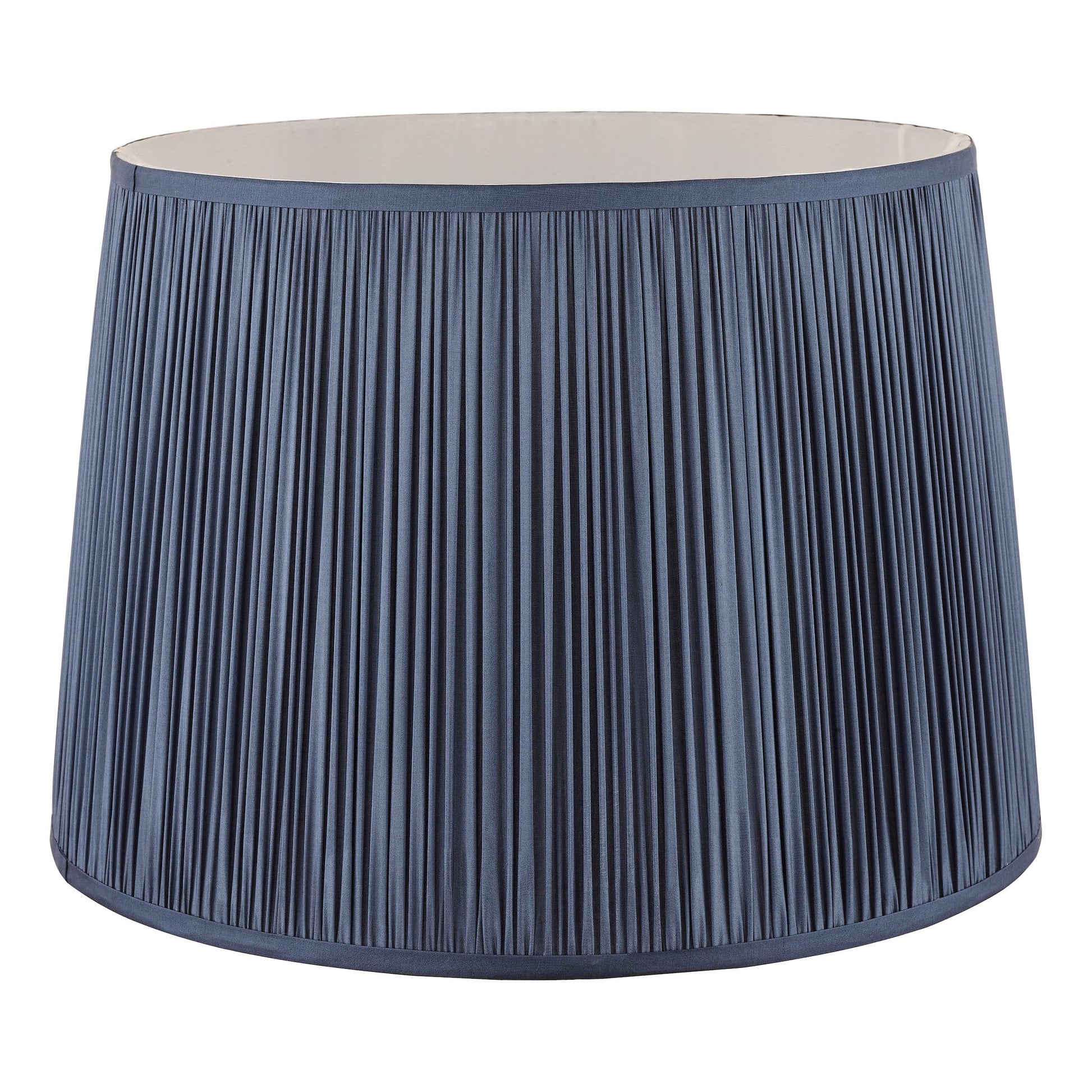 Blue pleated lampshade on a white background