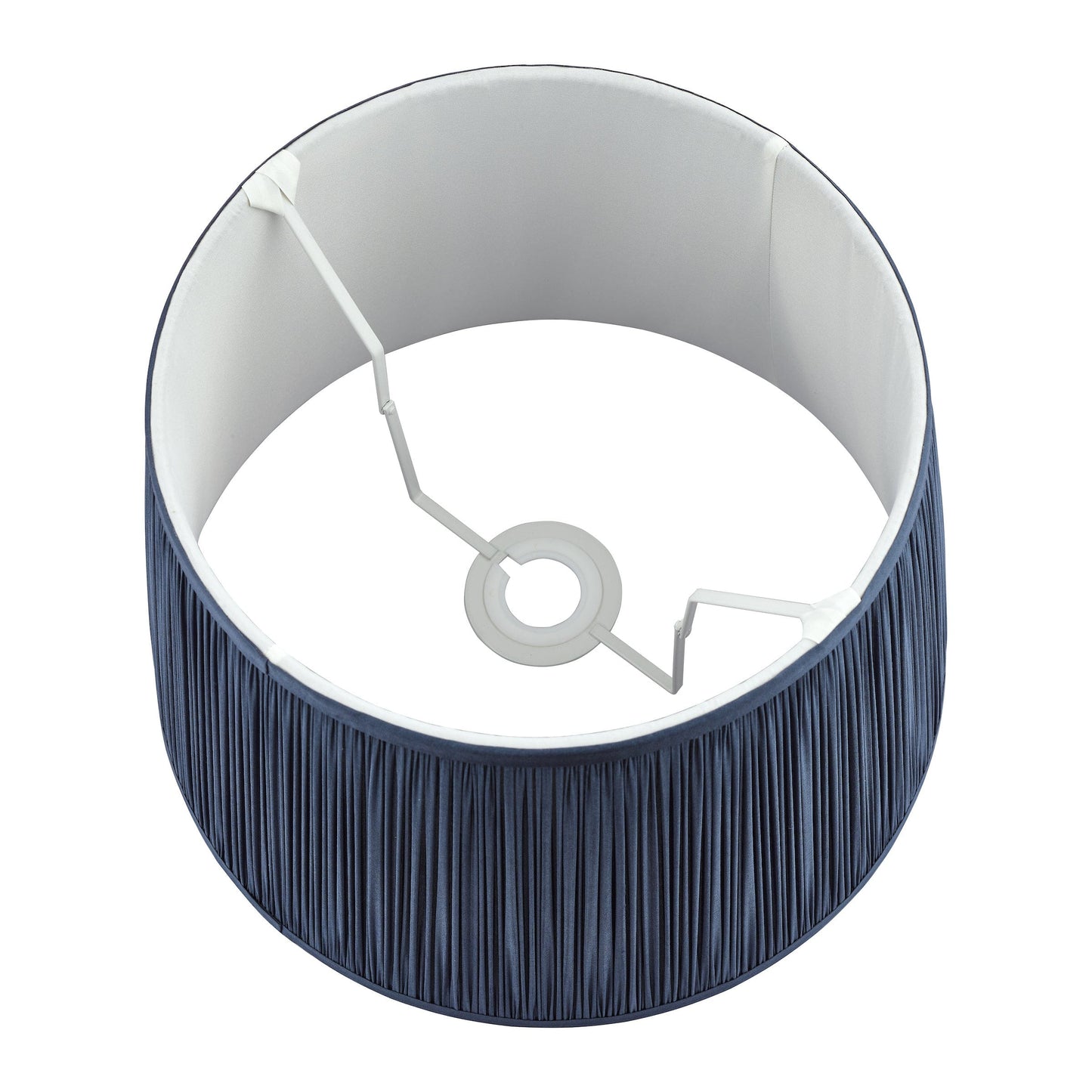 Lampshade with blue and white interior on a white background