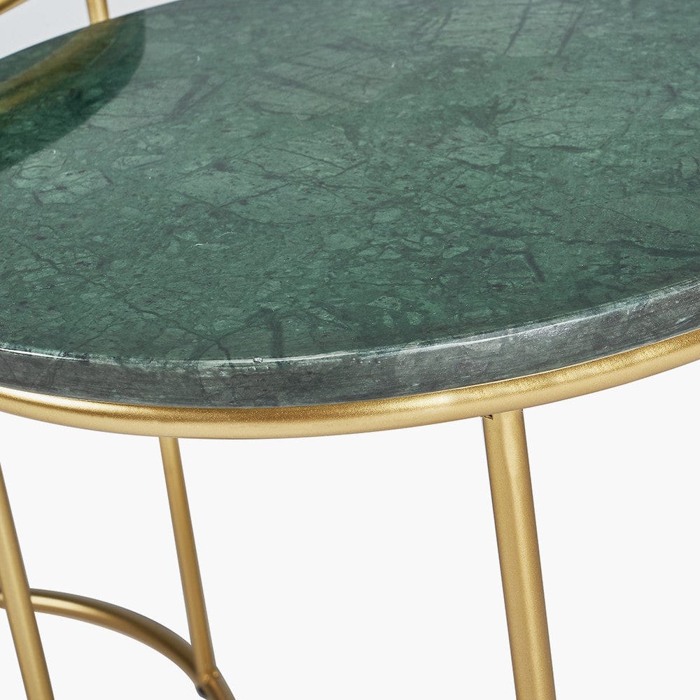 Milly Set of 2 Green Marble & Gold Metal Side Tables