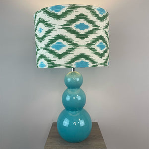 Mina Teal Ceramic Table Lamp with Velvet Ikat Shade