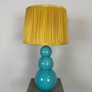 Mina Teal Ceramic Table Lamp with Hemsley Ochre Pleated Shade