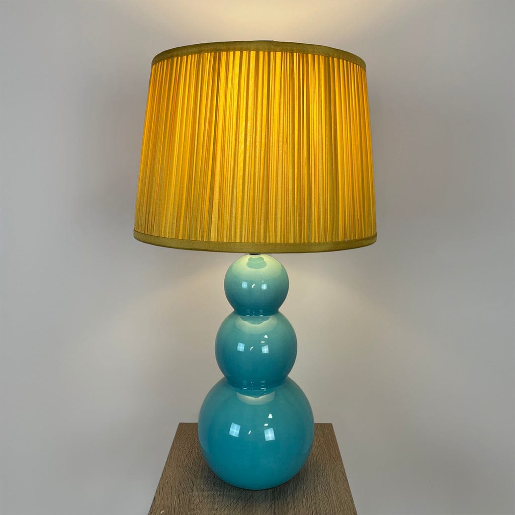 Mina Teal Ceramic Table Lamp with Hemsley Ochre Pleated Shade