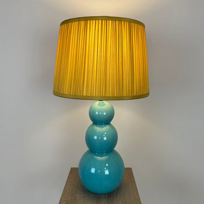 Mina Teal Ceramic Table Lamp with Hemsley Ochre Pleated Shade