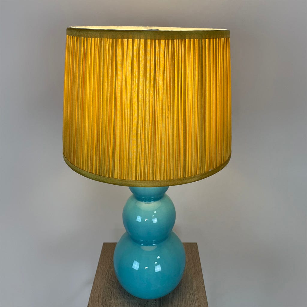 Mina Teal Ceramic Table Lamp with Hemsley Ochre Pleated Shade