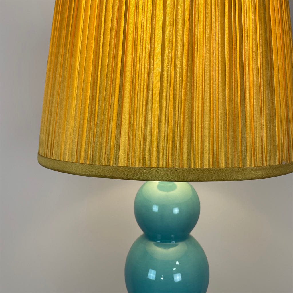 Mina Teal Ceramic Table Lamp with Hemsley Ochre Pleated Shade